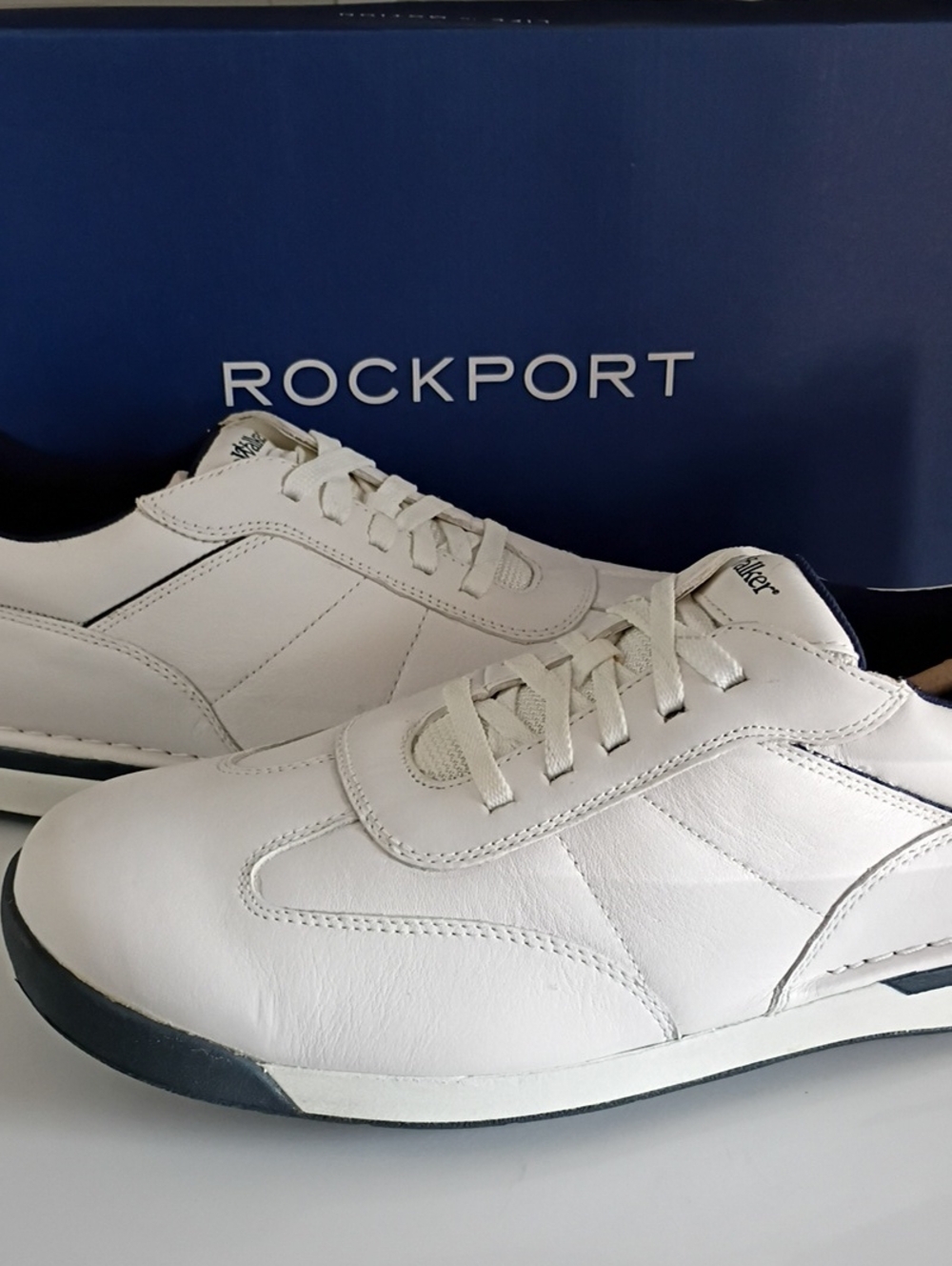 Rockport Men’s White Leather Lace-Up Sneakers